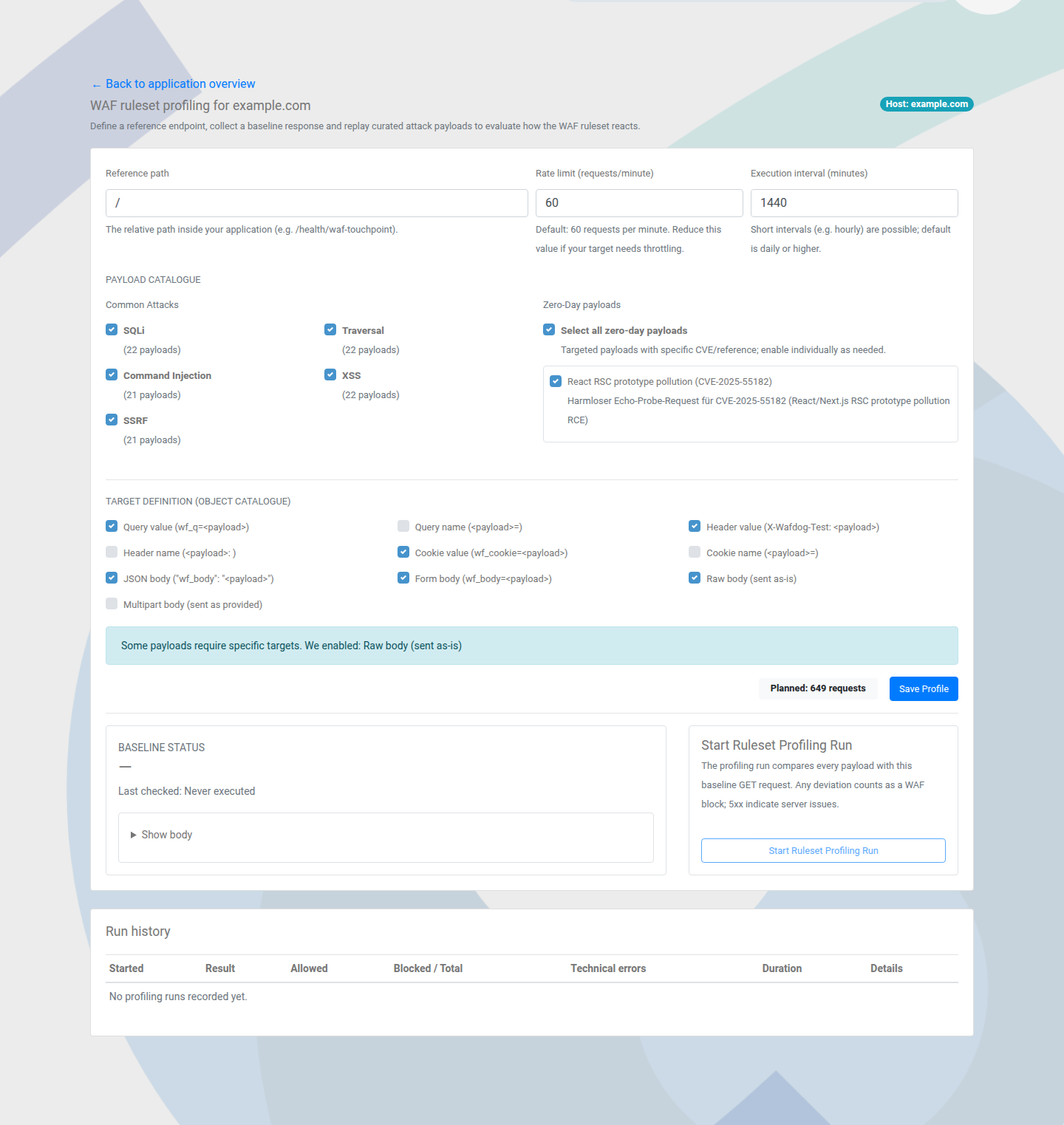 WAF profiling